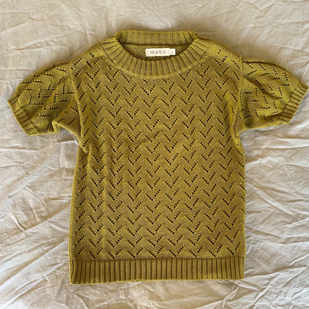 Mabo - Puff sleeve pointelle knit pullover